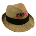Straw Hat w/ Stripe Pattern & Hat Band